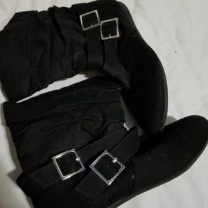 Black Buckled flat booties Size 8M